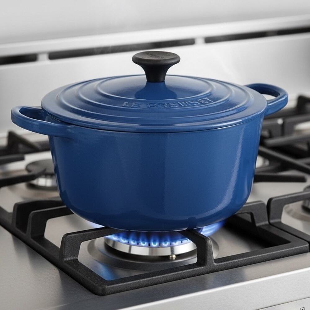 Vintage Le Creuset Blue Enamel Dutch Oven B 18 French Cast Iron 2 Qt READ L79